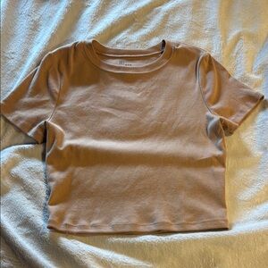 Casual Tan Cropped T-Shirt